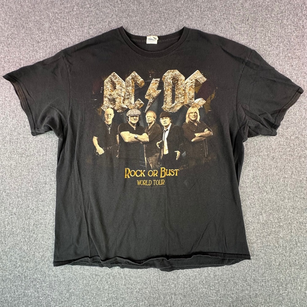 Delta T-Shirt Mens 2XL Rock or Bust World Tour 2015 Black Graphic Band Tee